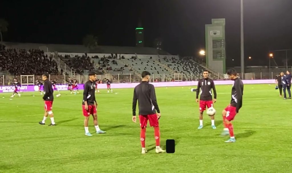 تسخينات لاعبي الوداد الرياضي بالملعب البلدي ببرشيد